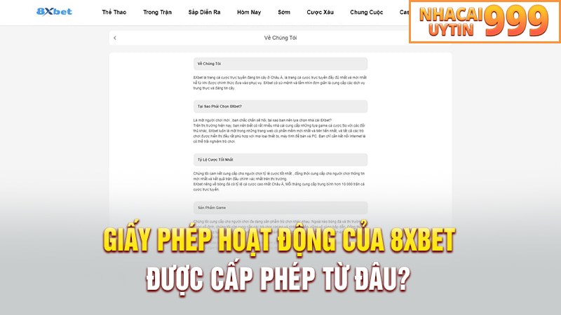 Giấy phép hoạt động của 8XBET được cấp từ đâu?