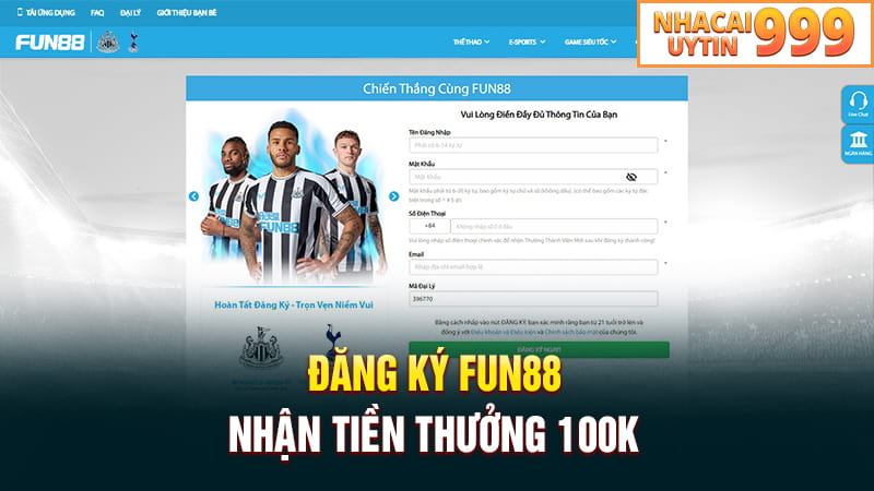 Hướng dẫn đăng ký FUN88