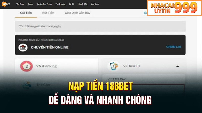 Hướng dẫn nạp tiền 188BET