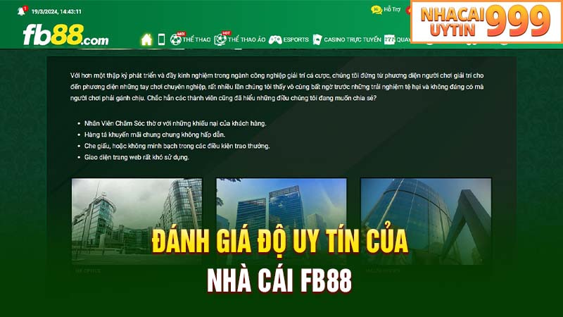 Đánh giá độ uy tín của nhà cái FB88