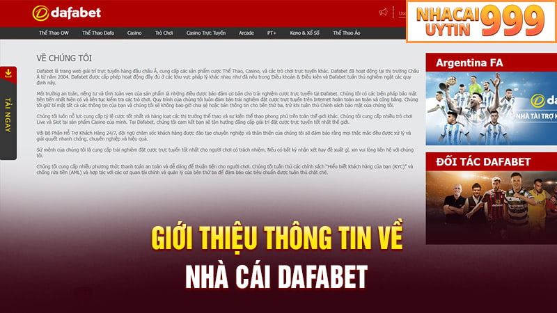 Giới thiệu về thương hiệu cá cược DAFABET