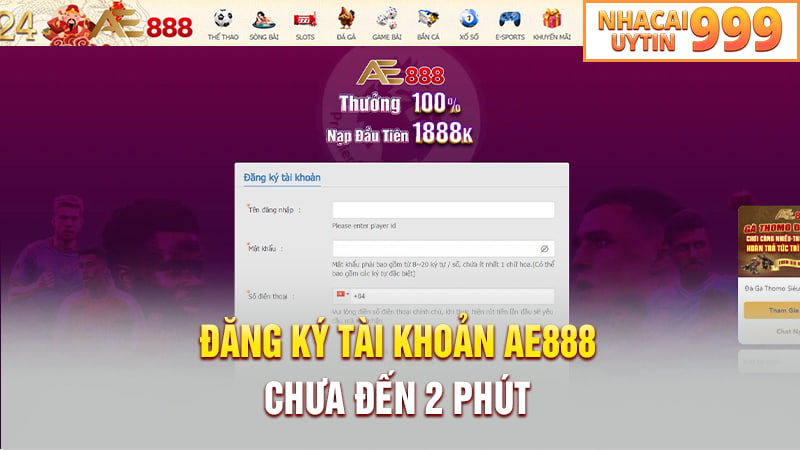 Hướng dẫn đăng ký tài khoản AE888