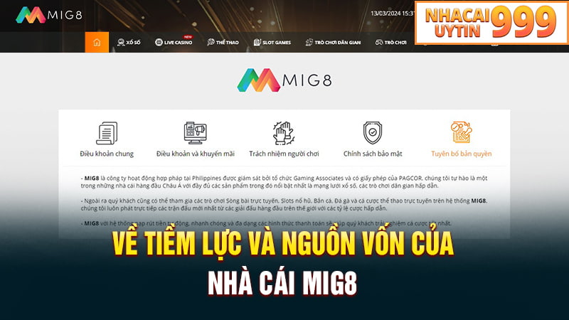 Tiềm lực và nguồn vốn của nhà cái MIG8